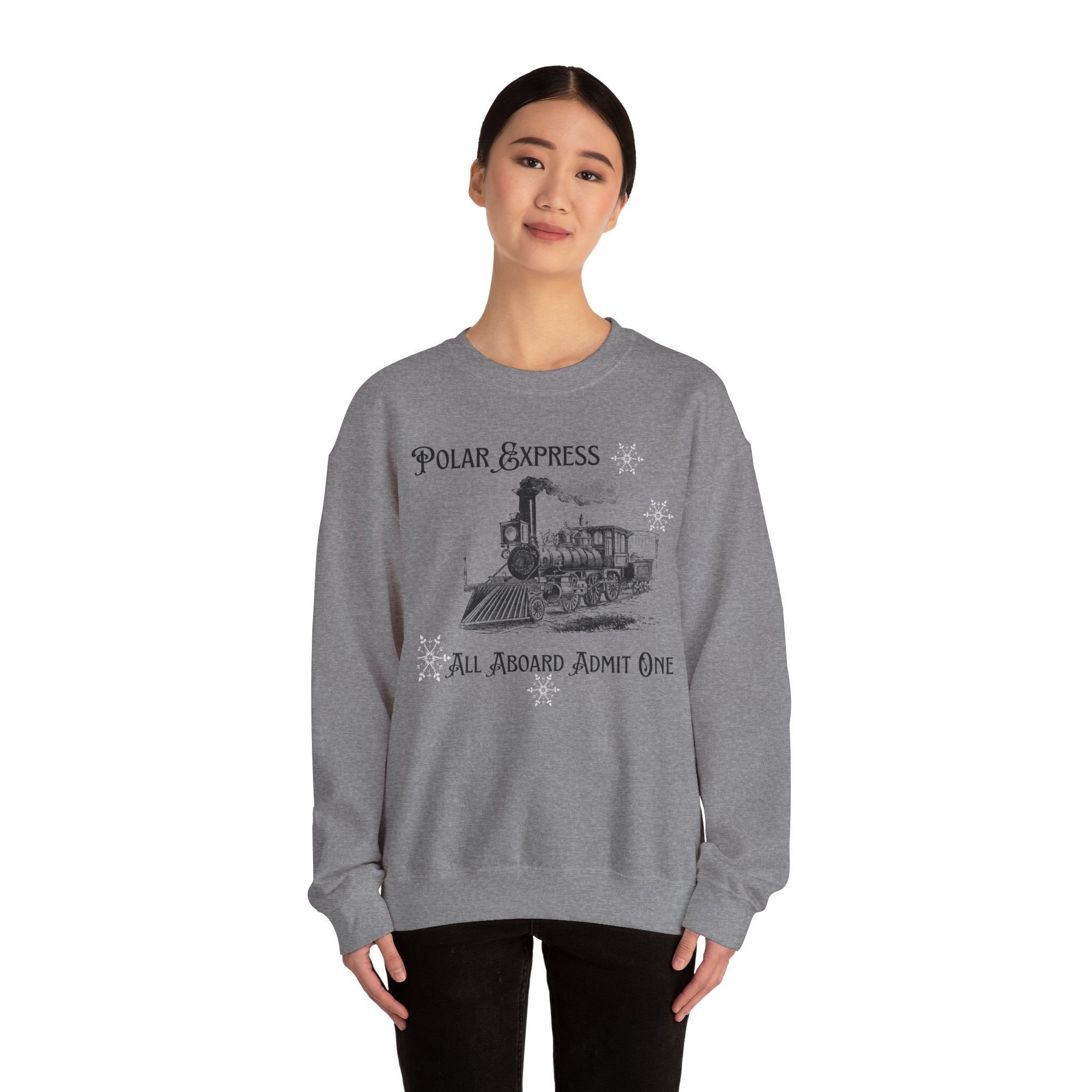 Polar Express Crewneck Sweatshirt – “All Aboard Admit One” Vintage Train Holiday Sweatshirt