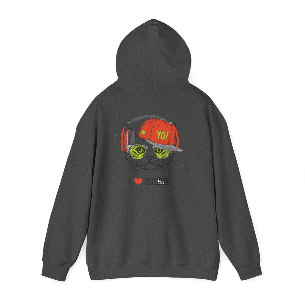 I Love Music Cool Cat Hoodie