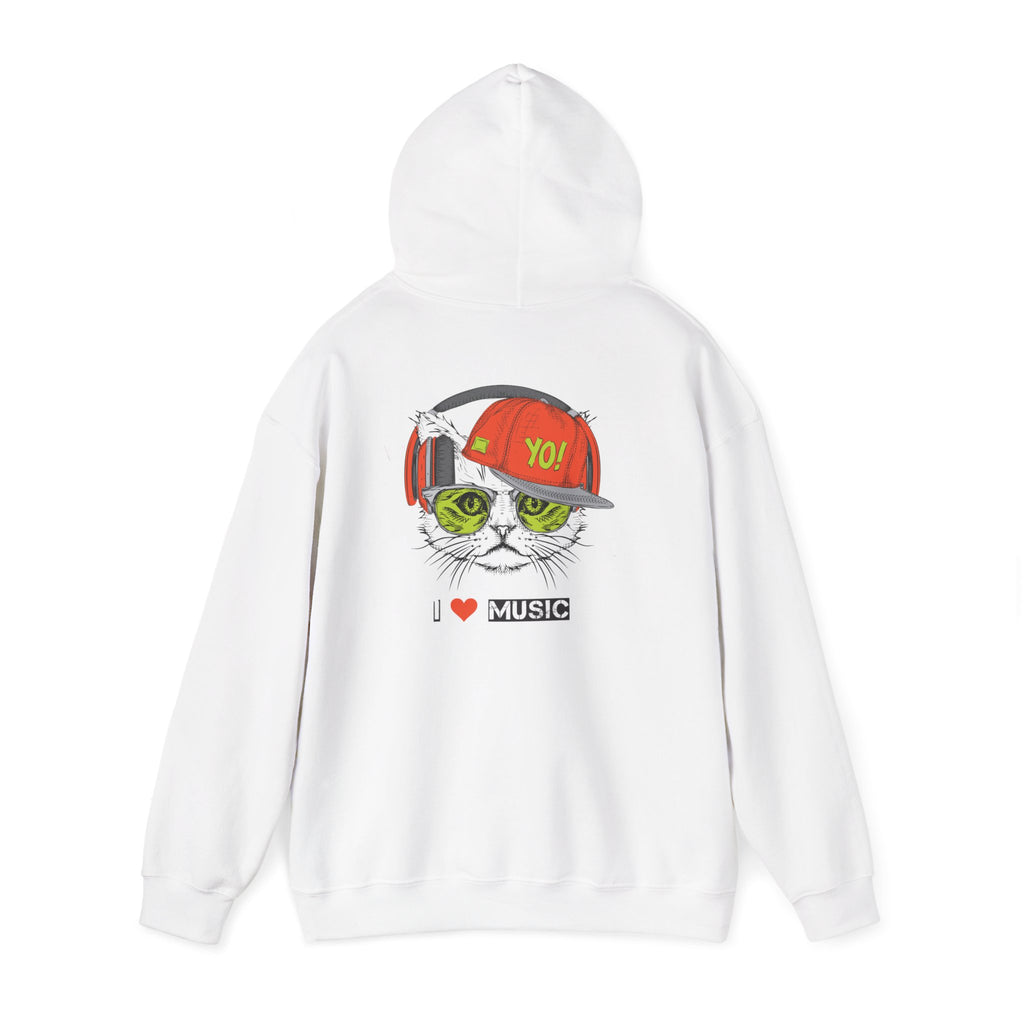I Love Music Cool Cat Hoodie