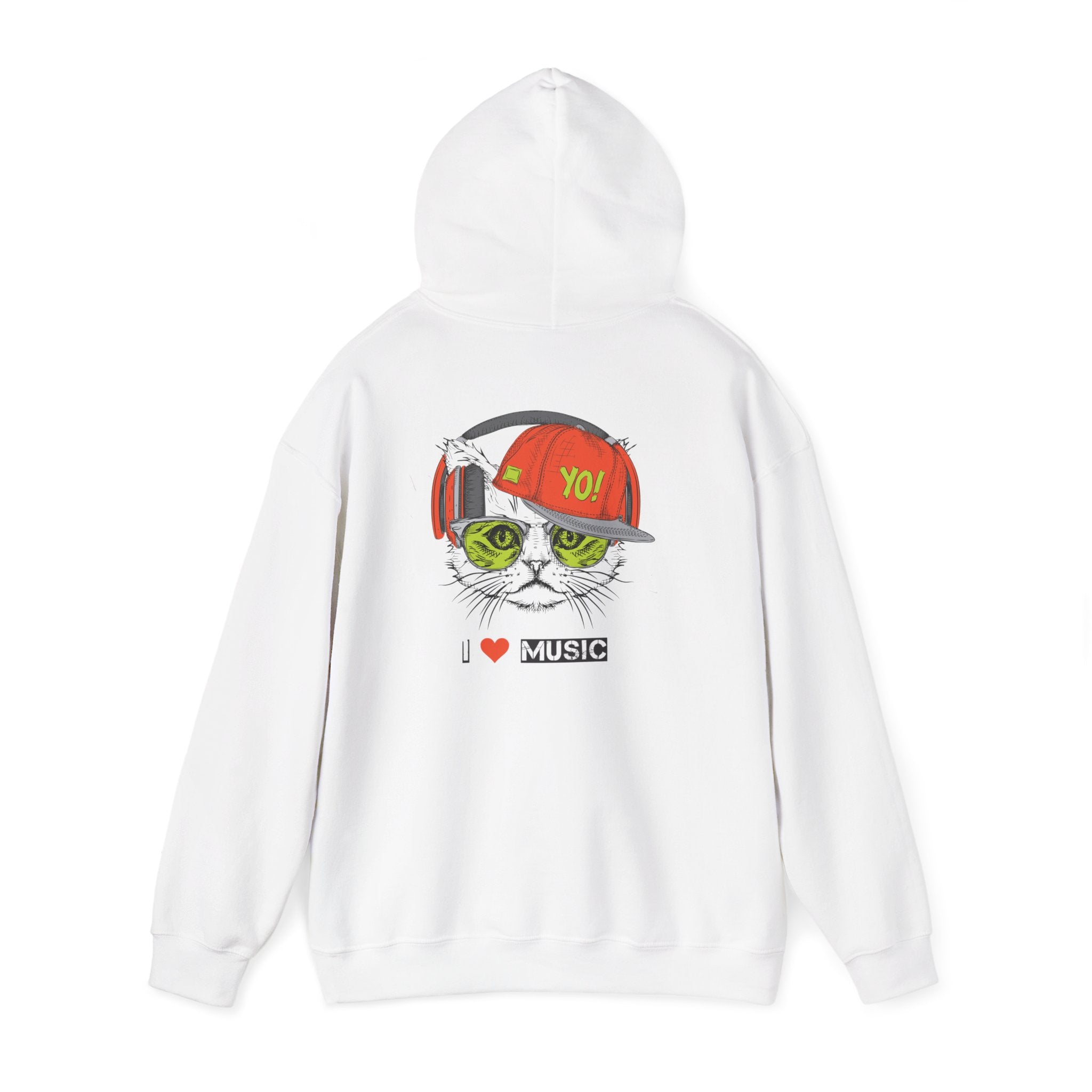 I Love Music Cool Cat Hoodie