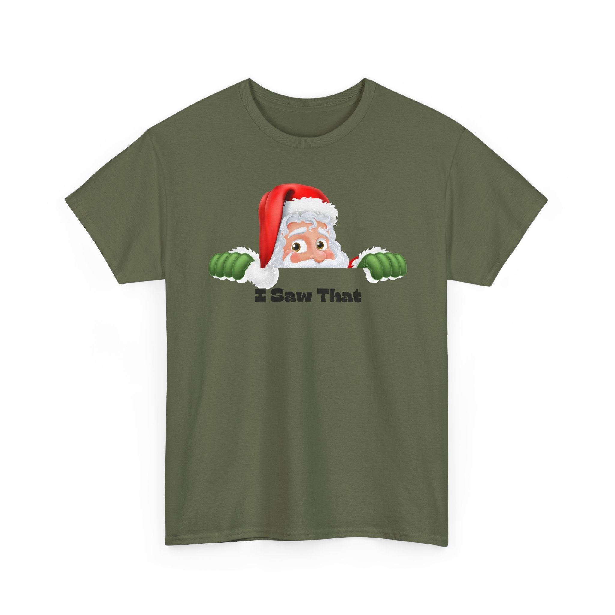 Santa Peeking 'I Saw That' Christmas Tee