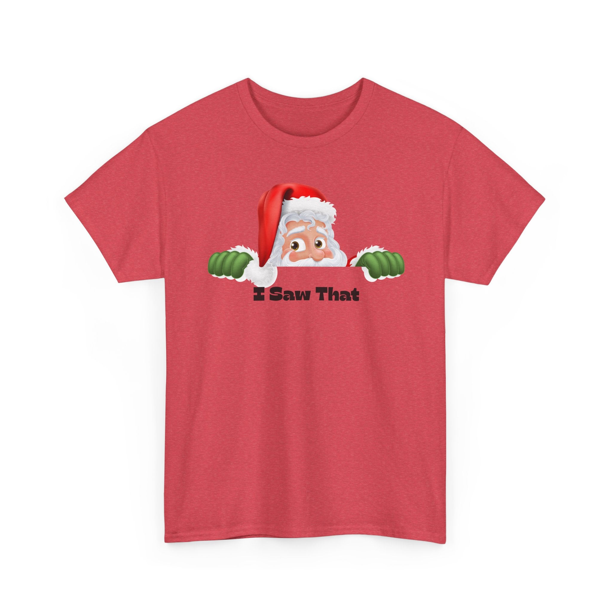 Santa Peeking 'I Saw That' Christmas Tee