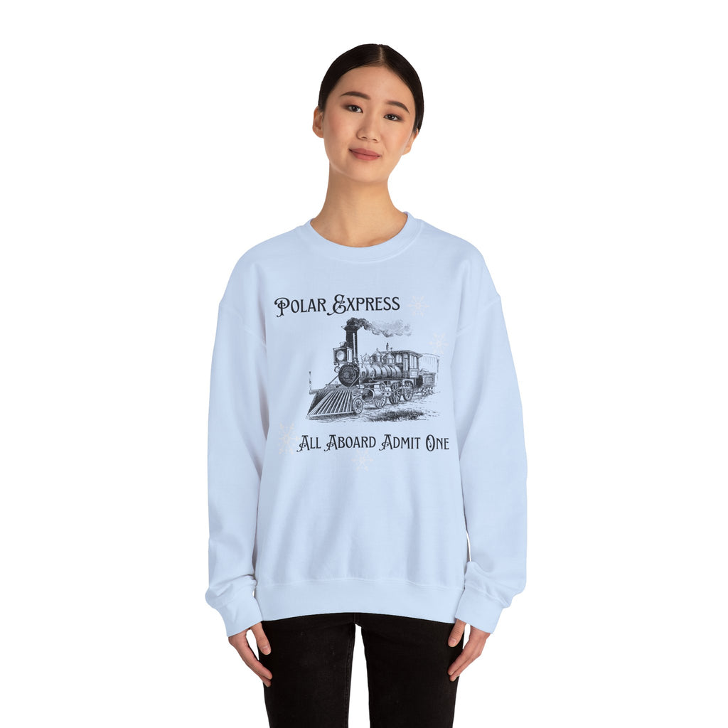 Polar Express Crewneck Sweatshirt – “All Aboard Admit One” Vintage Train Holiday Sweatshirt