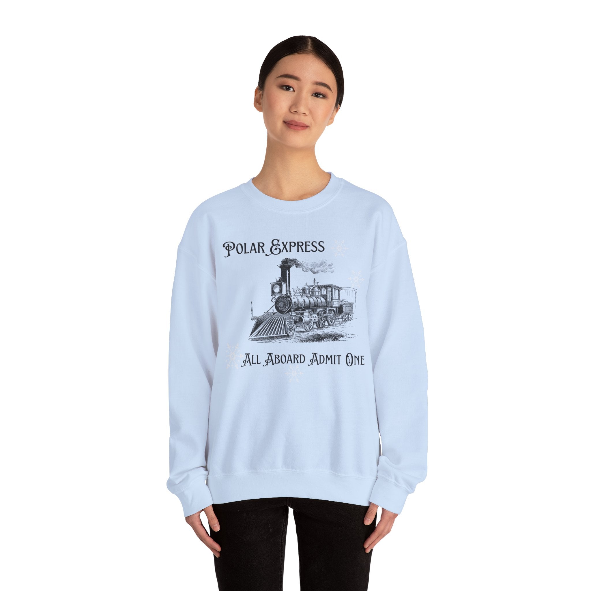 Polar Express Crewneck Sweatshirt – “All Aboard Admit One” Vintage Train Holiday Sweatshirt