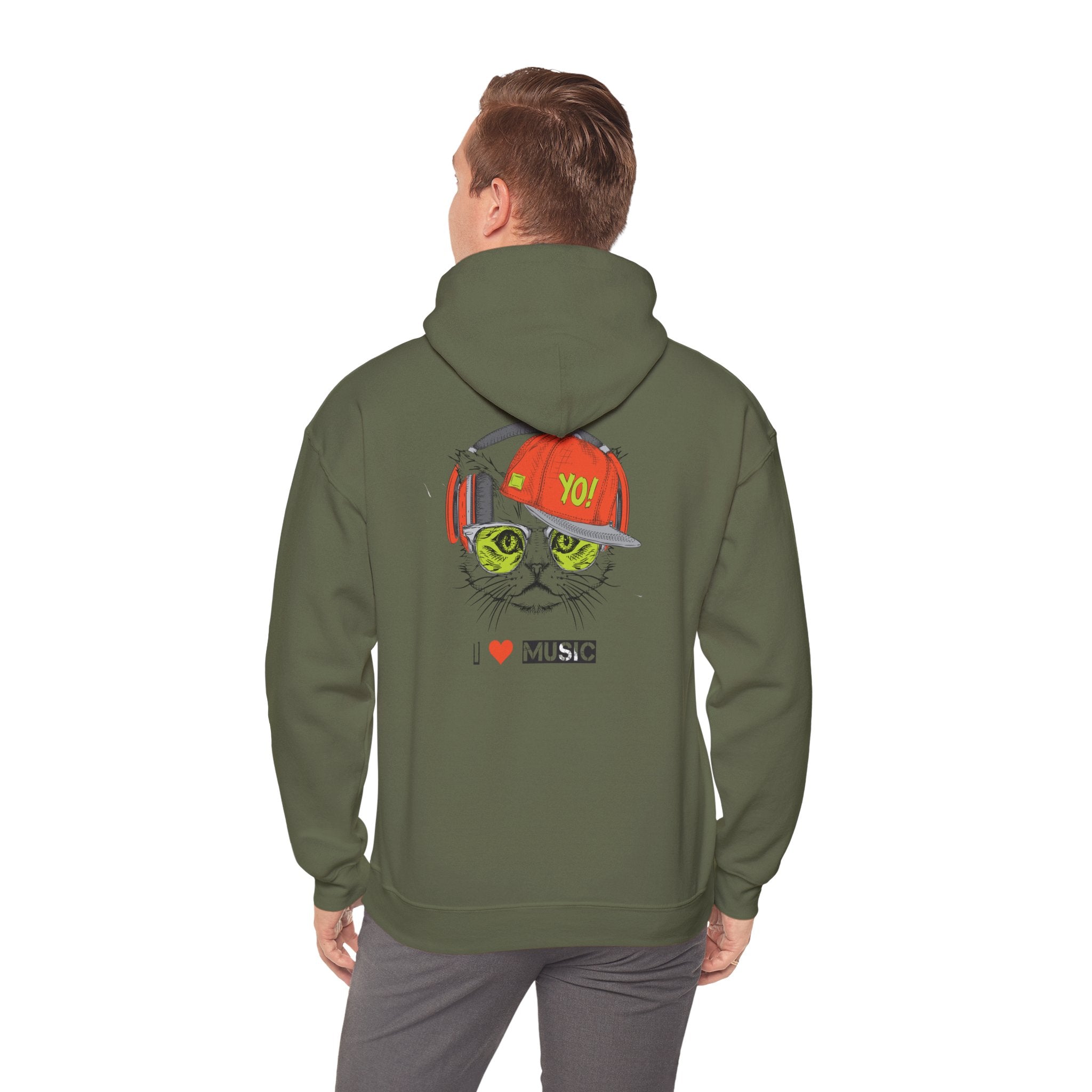 I Love Music Cool Cat Hoodie