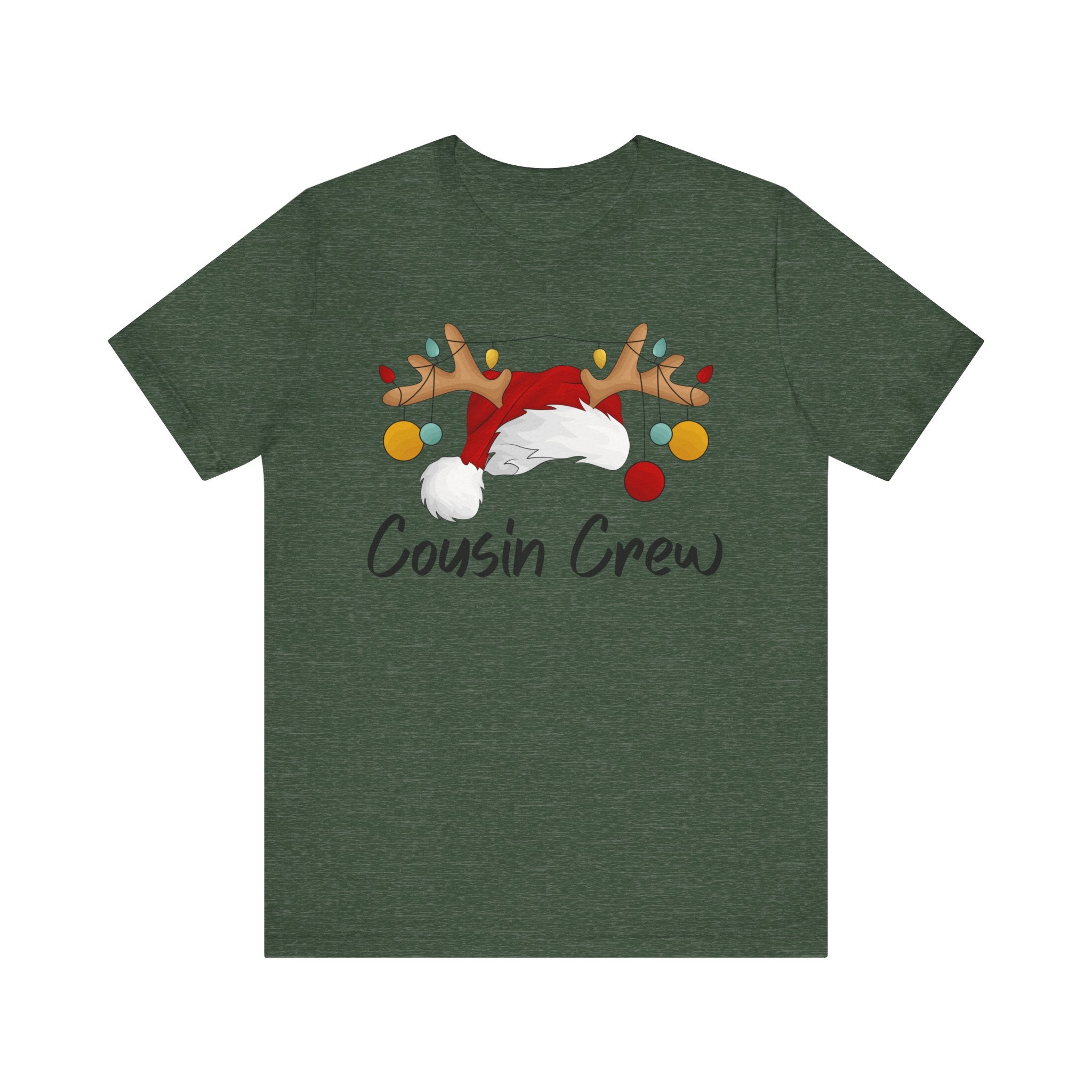 Cousin Crew Christmas Tee - Santa Hat & Reindeer Antlers Holiday Shirt