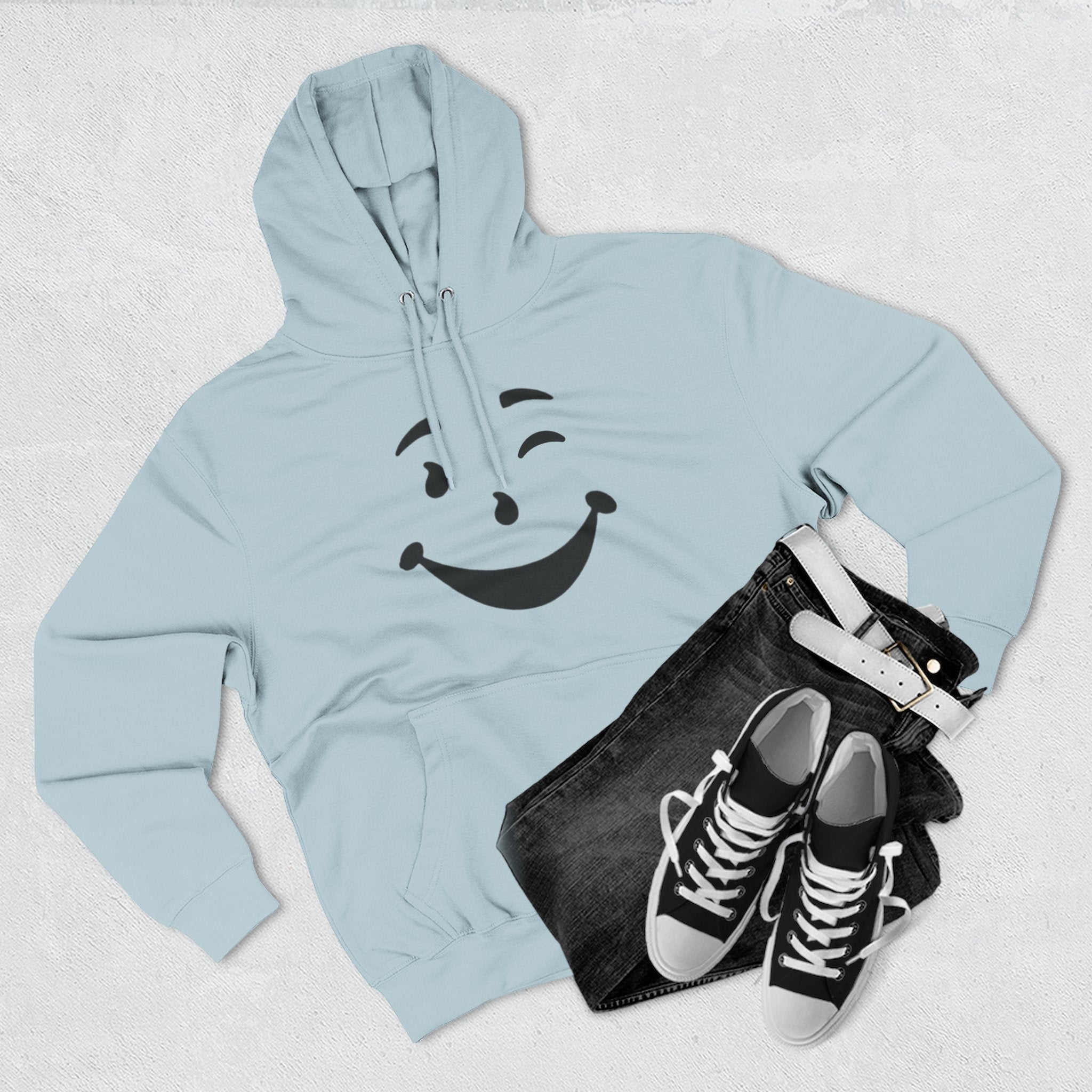 Cool Smiley Face Three-Panel Fleece Hoodie