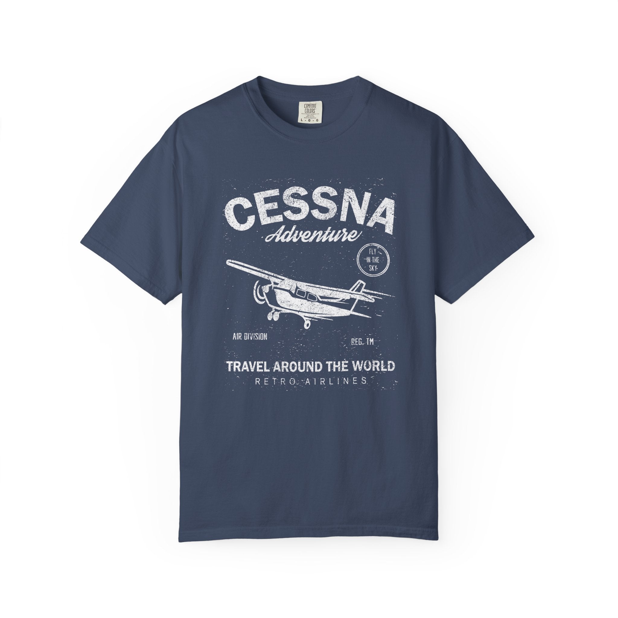 Cessna Adventure Travel T-Shirt, Unisex Aviator Vintage Tee Retro Design Shirt