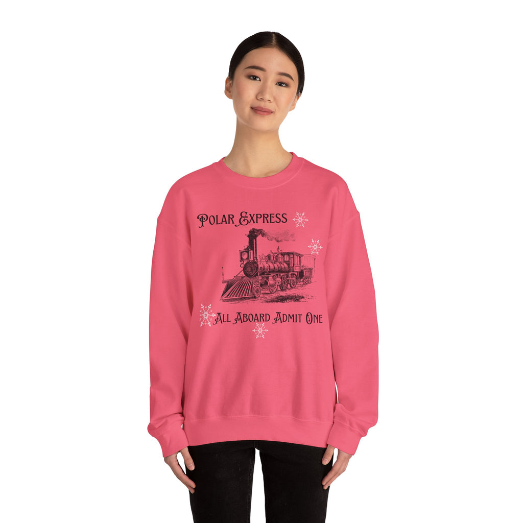 Polar Express Crewneck Sweatshirt – “All Aboard Admit One” Vintage Train Holiday Sweatshirt