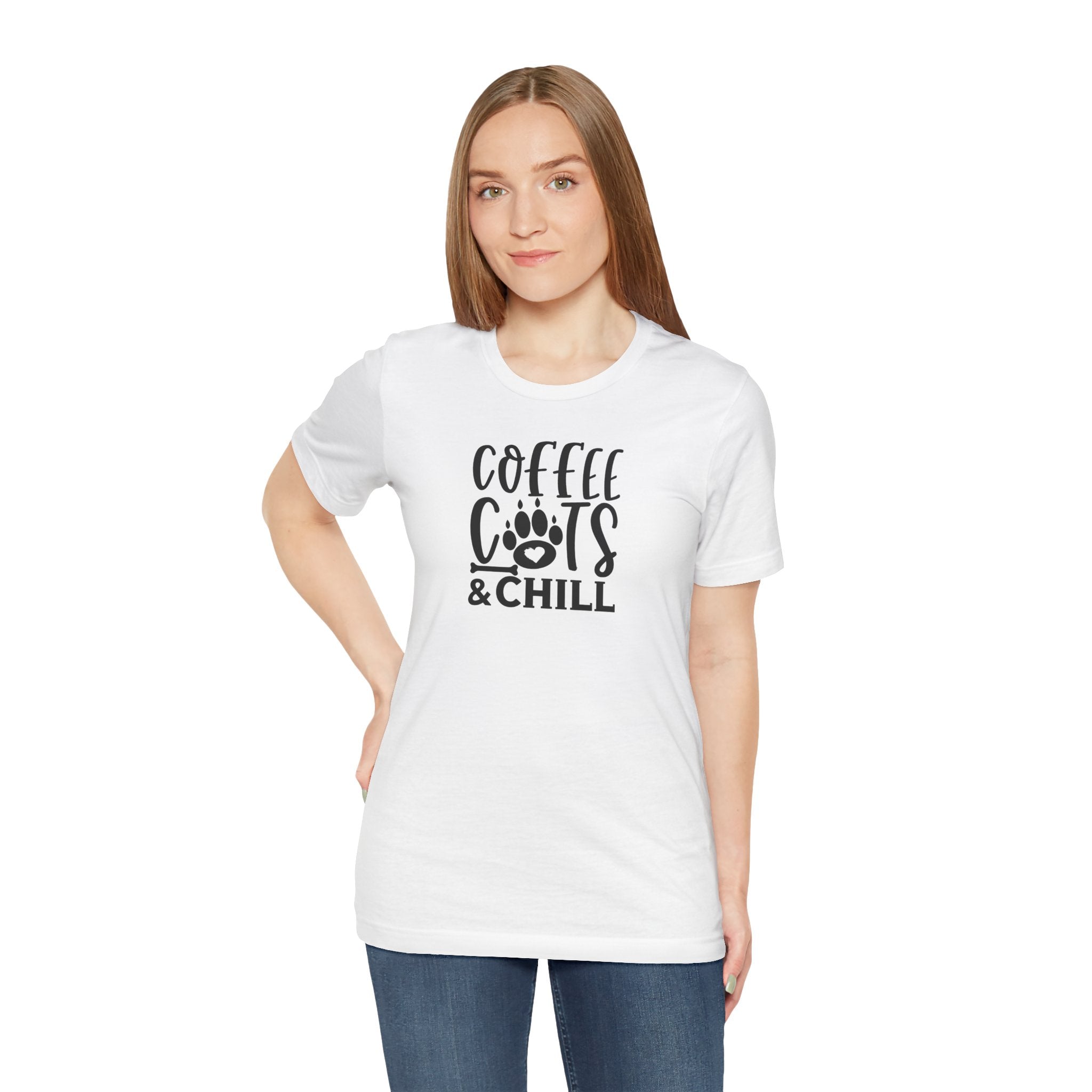 Coffee, Cats & Chill Tee — Cat Lover Coffee T‑Shirt