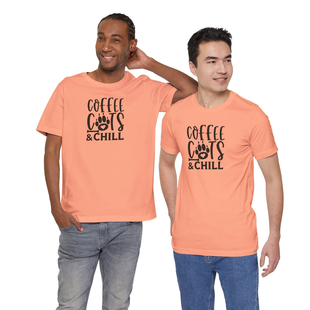 Coffee, Cats & Chill Tee — Cat Lover Coffee T‑Shirt