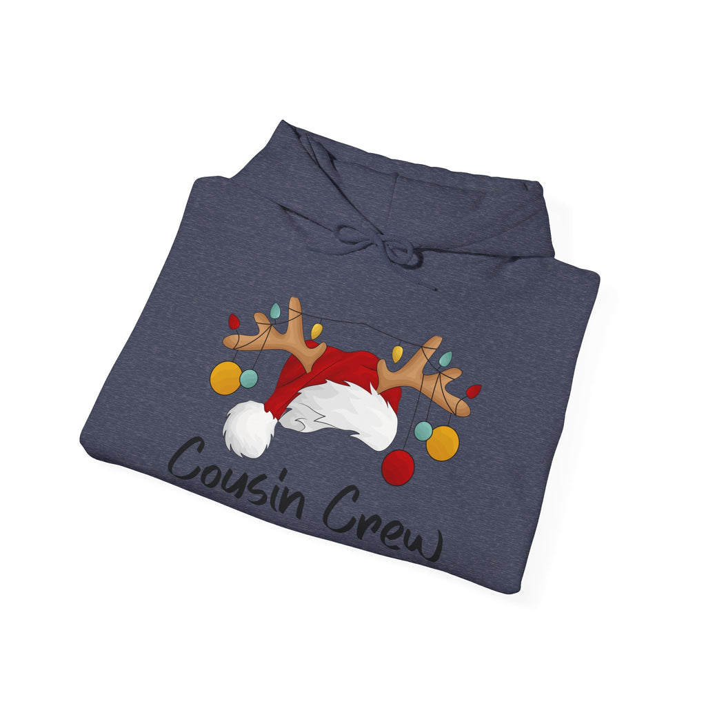 Cousin Crew Holiday Hoodie — Cute Santa Reindeer Antlers Christmas Sweatshirt