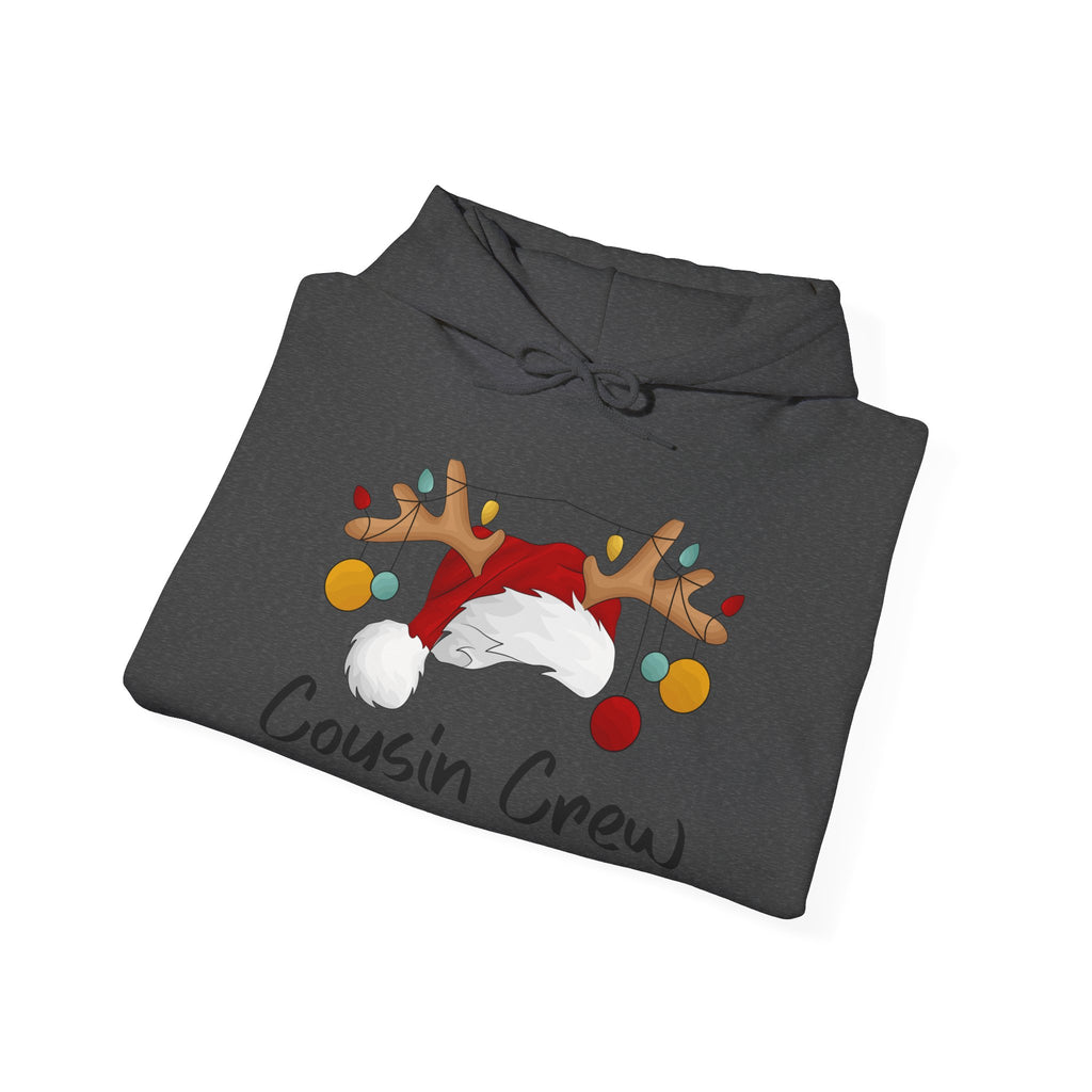 Cousin Crew Holiday Hoodie — Cute Santa Reindeer Antlers Christmas Sweatshirt