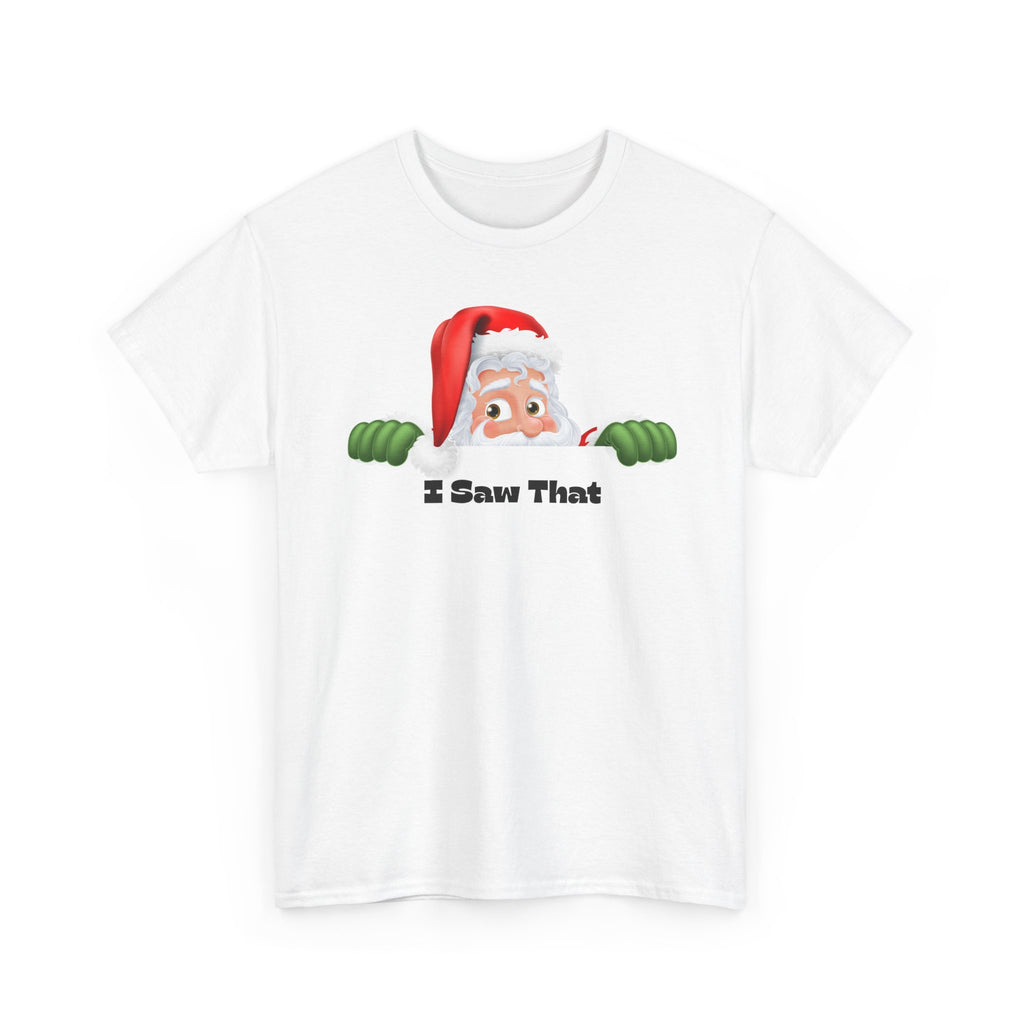 Santa Peeking 'I Saw That' Christmas Tee