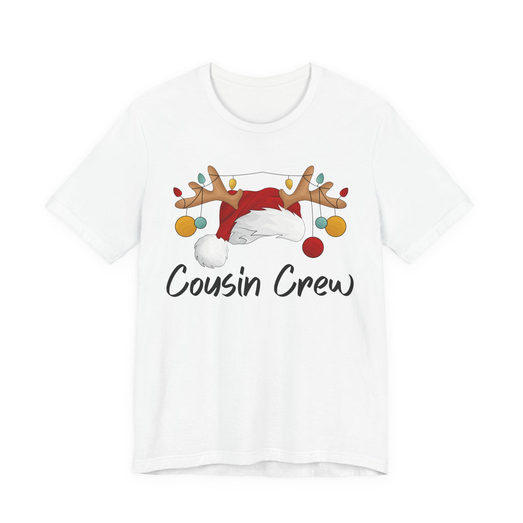 Cousin Crew Christmas Tee - Santa Hat & Reindeer Antlers Holiday Shirt
