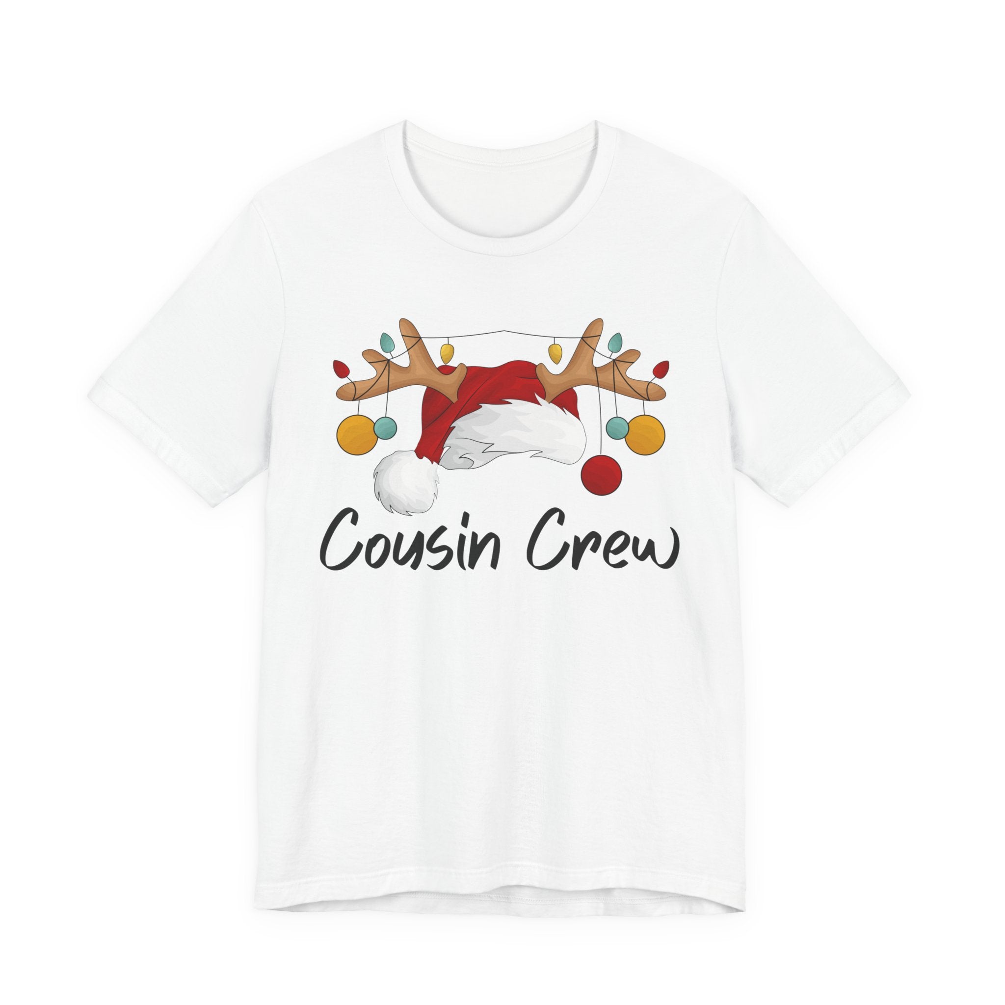 Cousin Crew Christmas Tee - Santa Hat & Reindeer Antlers Holiday Shirt