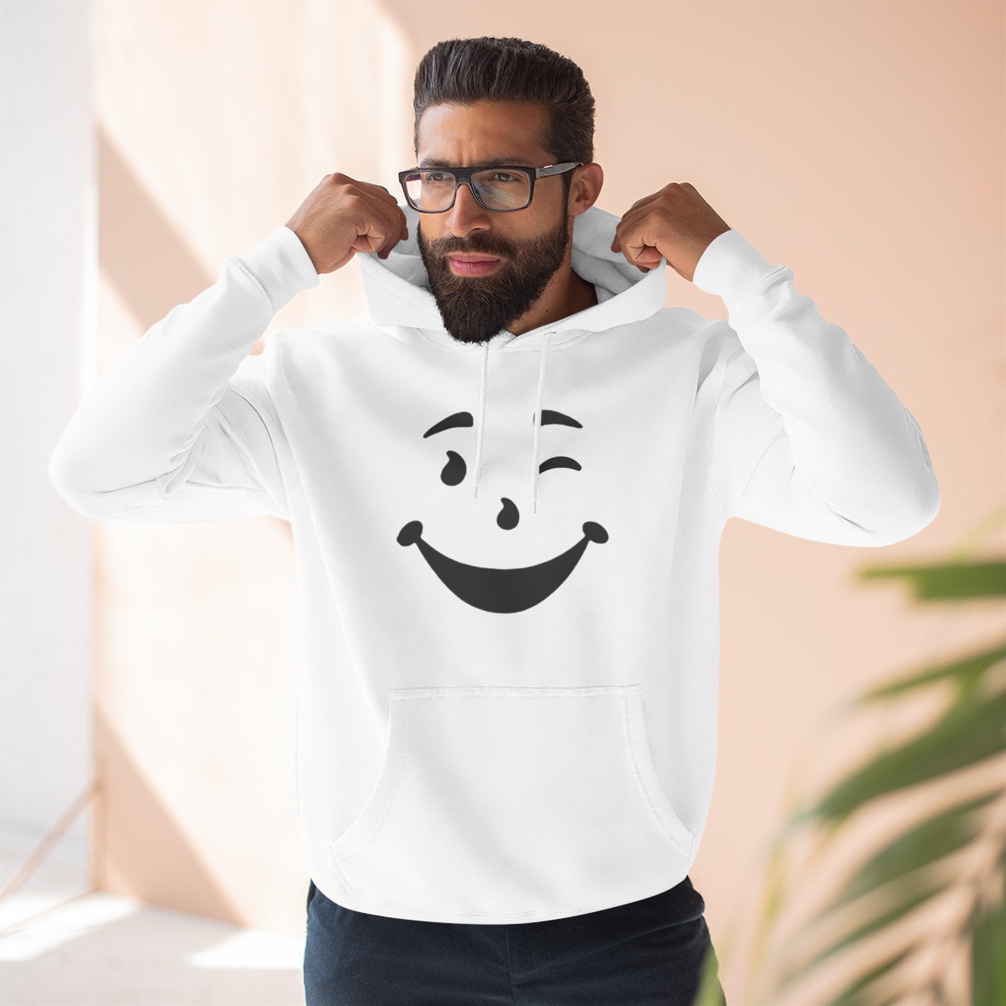 Cool Smiley Face Three-Panel Fleece Hoodie