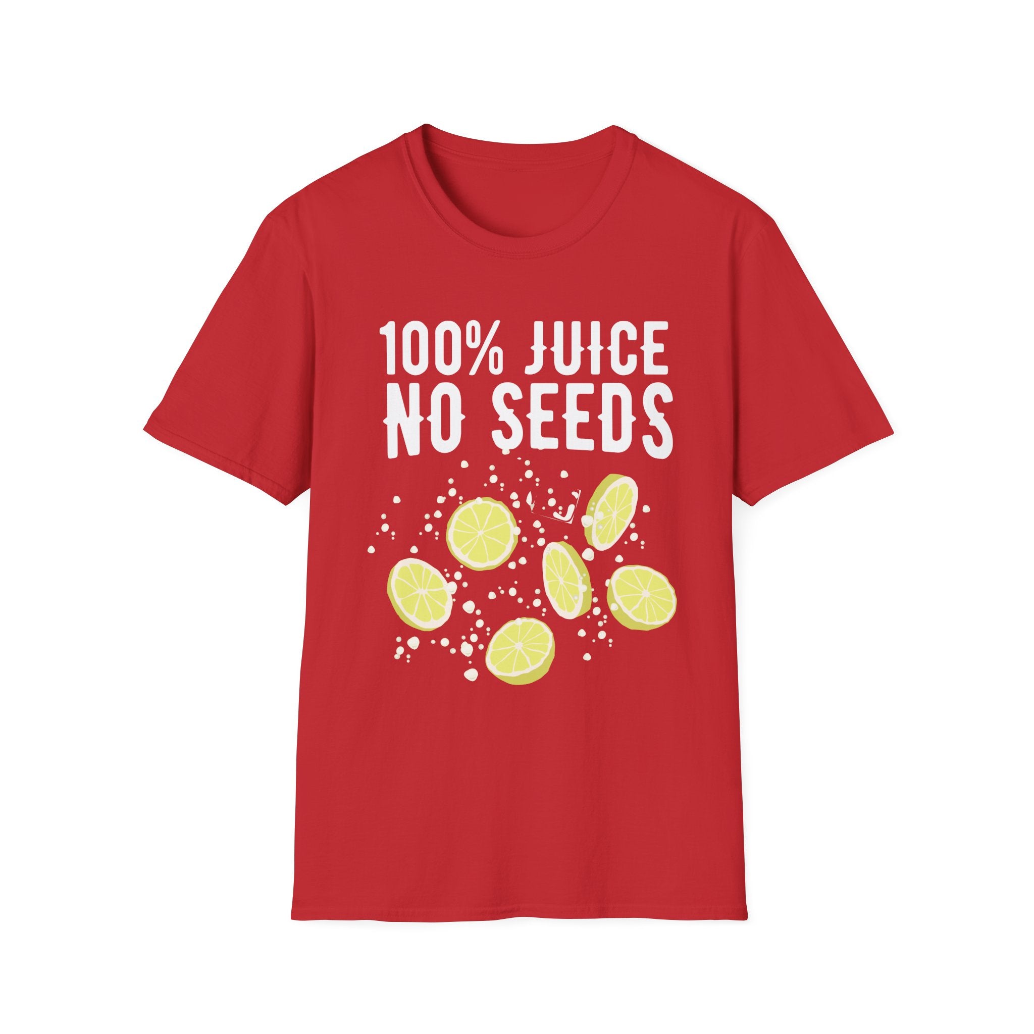 100% Juice No Seeds Lemon T-Shirt — Funny Fruit Graphic Tee