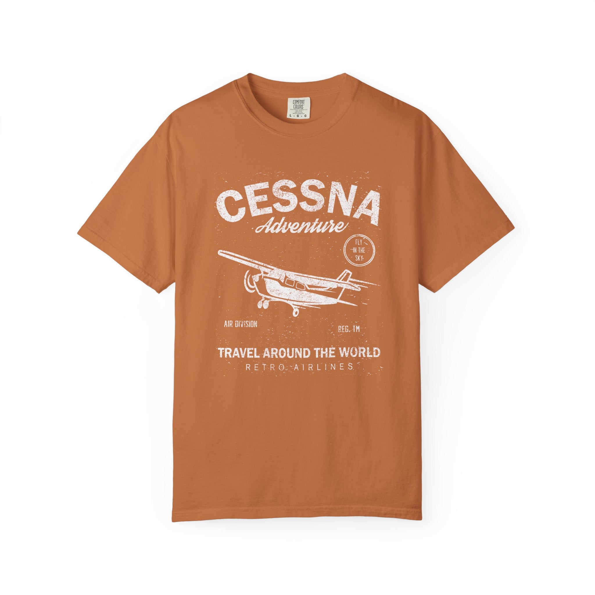 Cessna Adventure Travel T-Shirt, Unisex Aviator Vintage Tee Retro Design Shirt