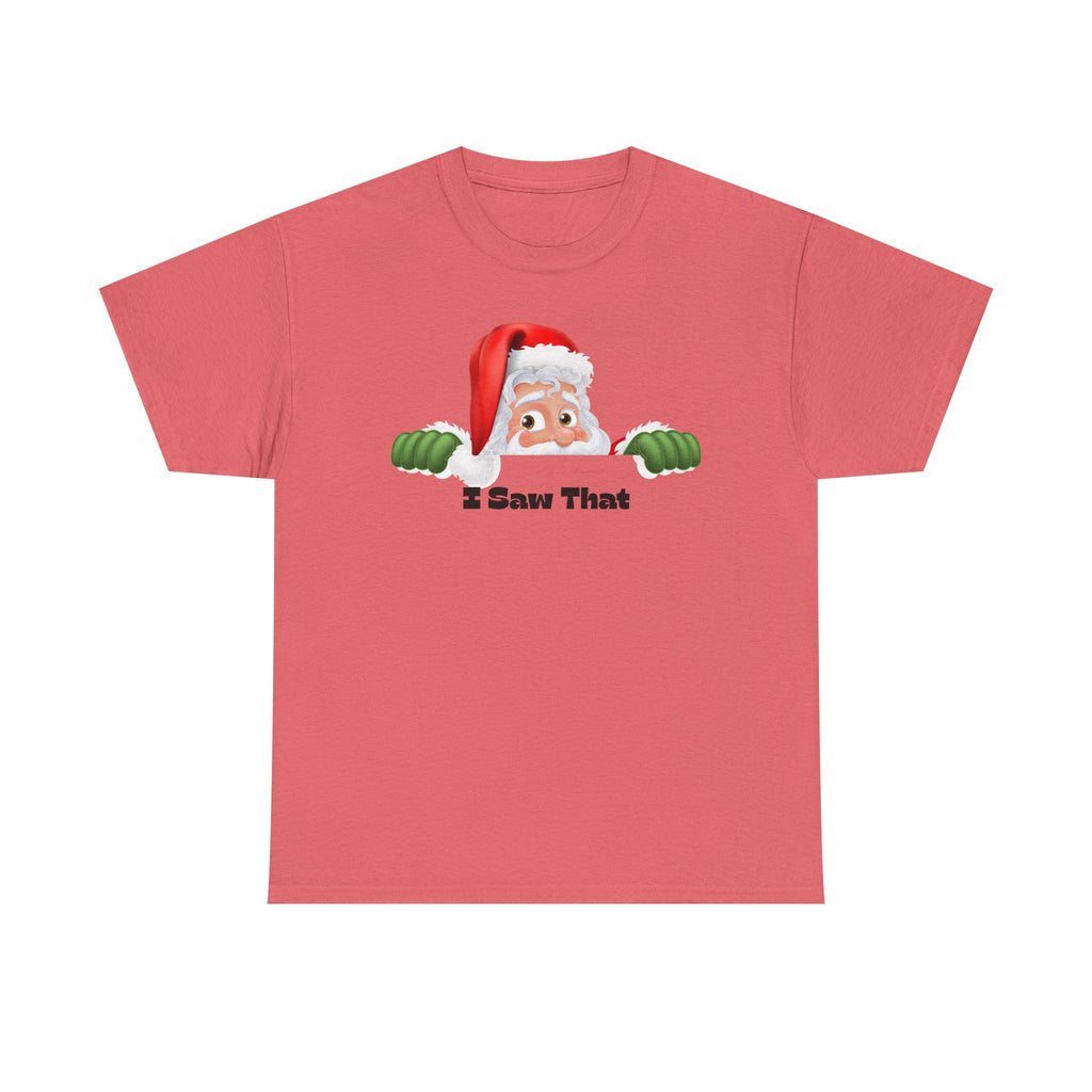 Santa Peeking 'I Saw That' Christmas Tee