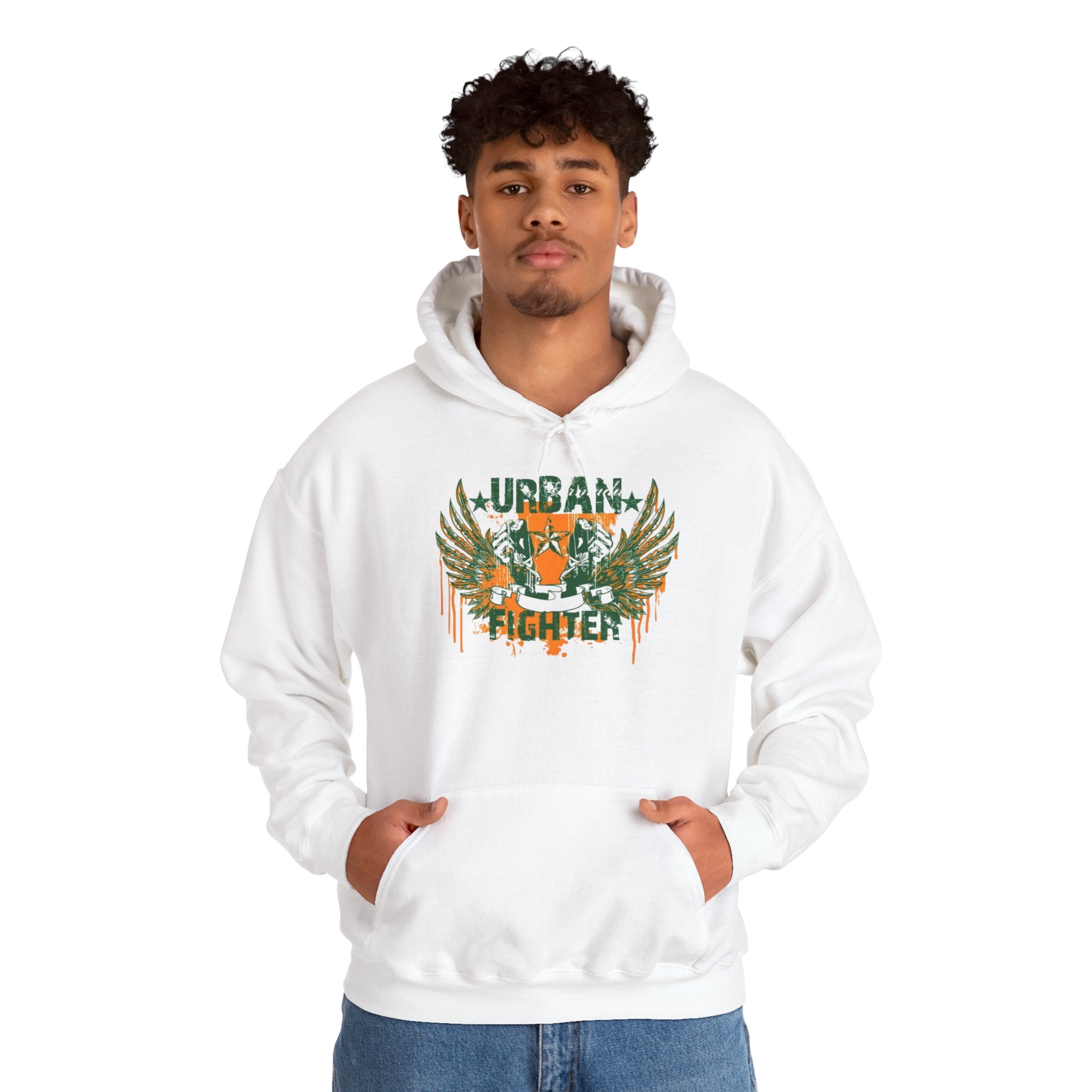 Urban Fighter Hoodie — Vintage Winged Tiger Graphic Sweatshirt