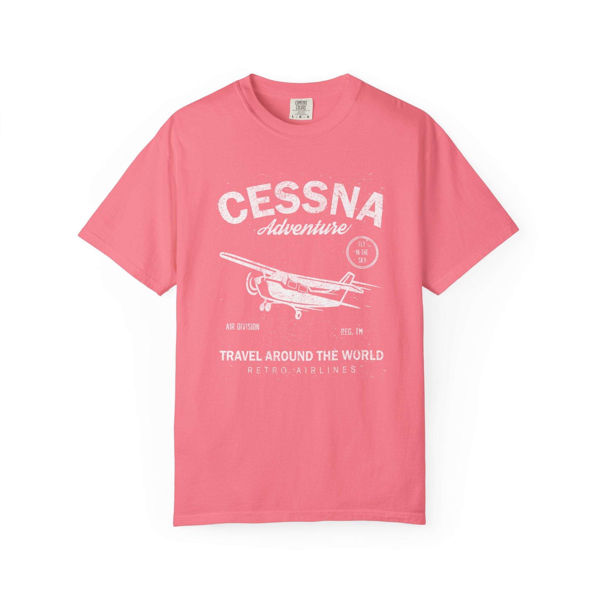 Cessna Adventure Travel T-Shirt, Unisex Aviator Vintage Tee Retro Design Shirt
