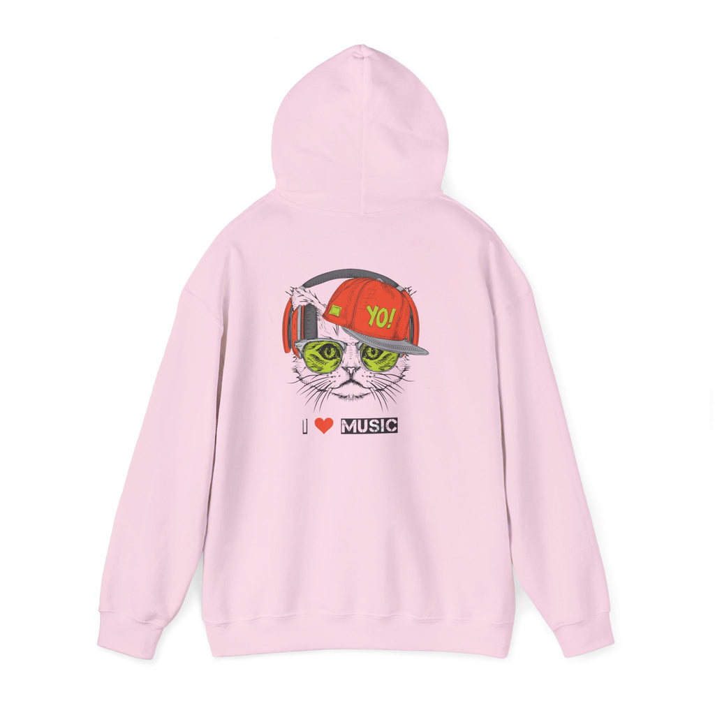 I Love Music Cool Cat Hoodie