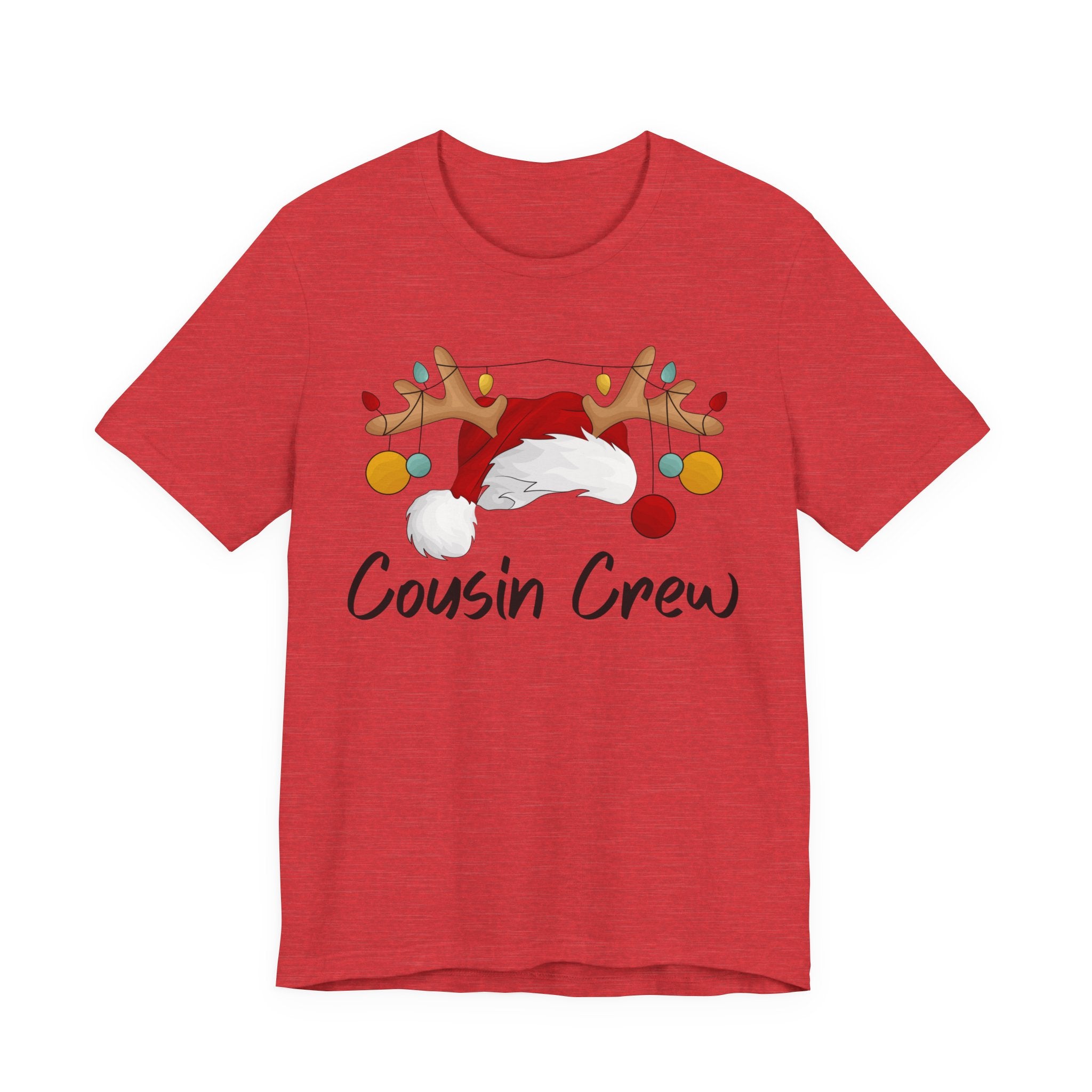 Cousin Crew Christmas Tee - Santa Hat & Reindeer Antlers Holiday Shirt