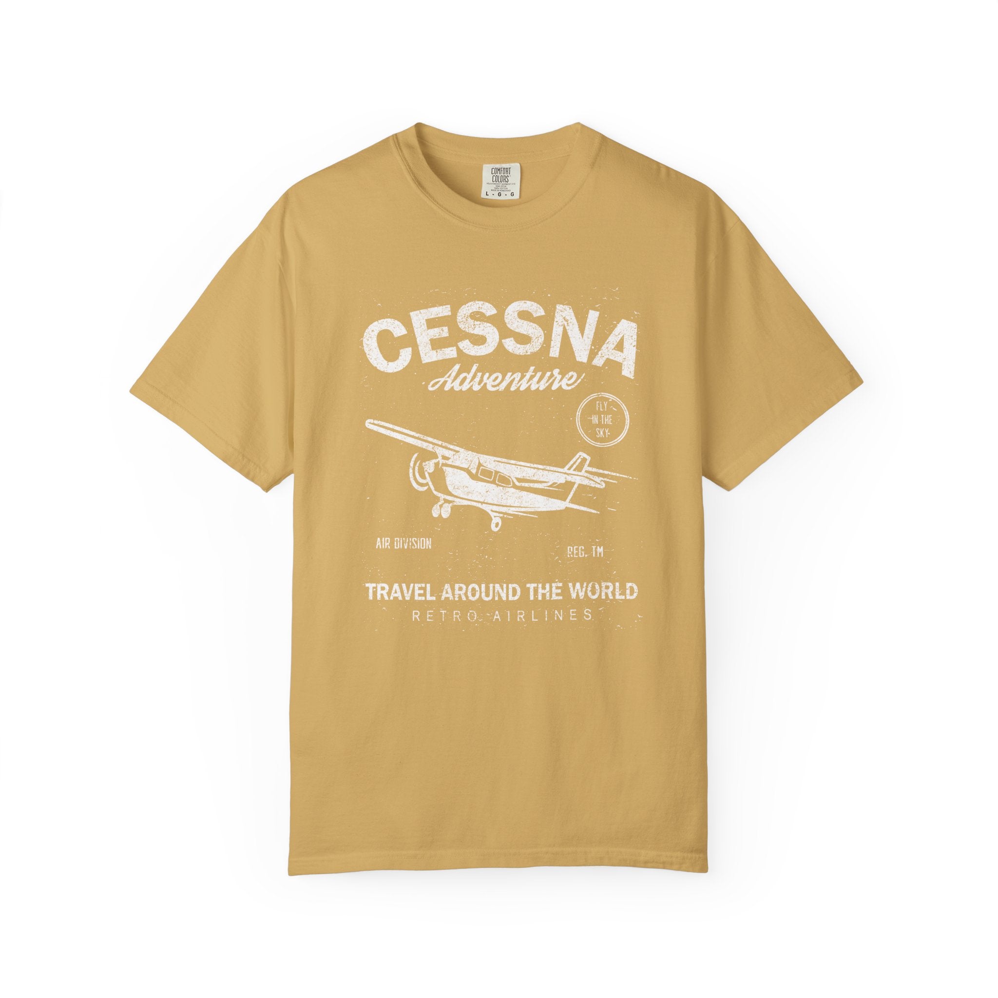 Cessna Adventure Travel T-Shirt, Unisex Aviator Vintage Tee Retro Design Shirt