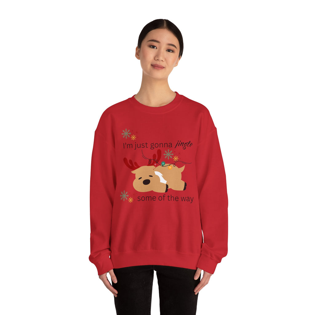Cute Reindeer Holiday Sweatshirt — "I’m Just Gonna Jingle Some of the Way" Cute Reindeer Crewneck Sweatshirt  Holiday Sweatshirt