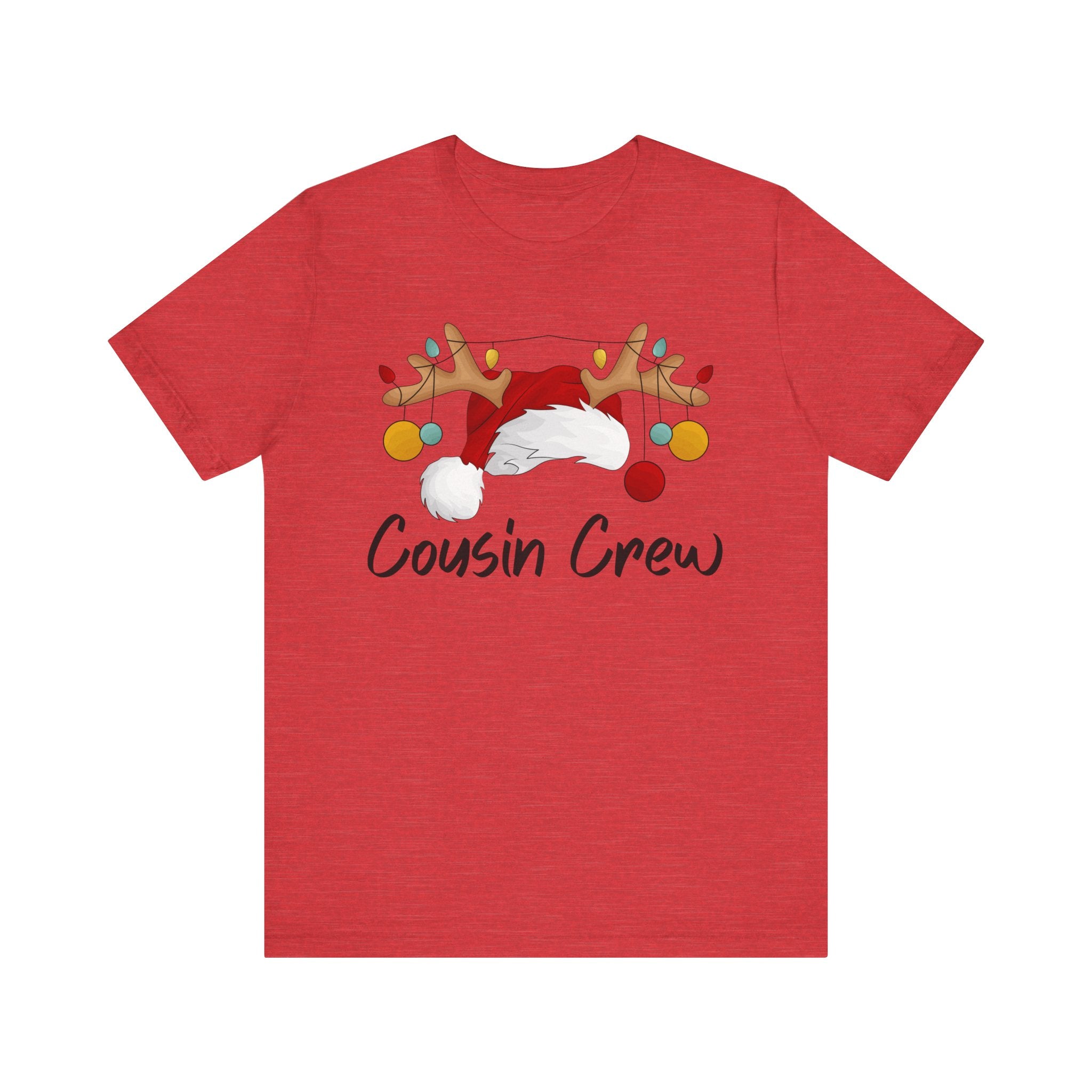 Cousin Crew Christmas Tee - Santa Hat & Reindeer Antlers Holiday Shirt