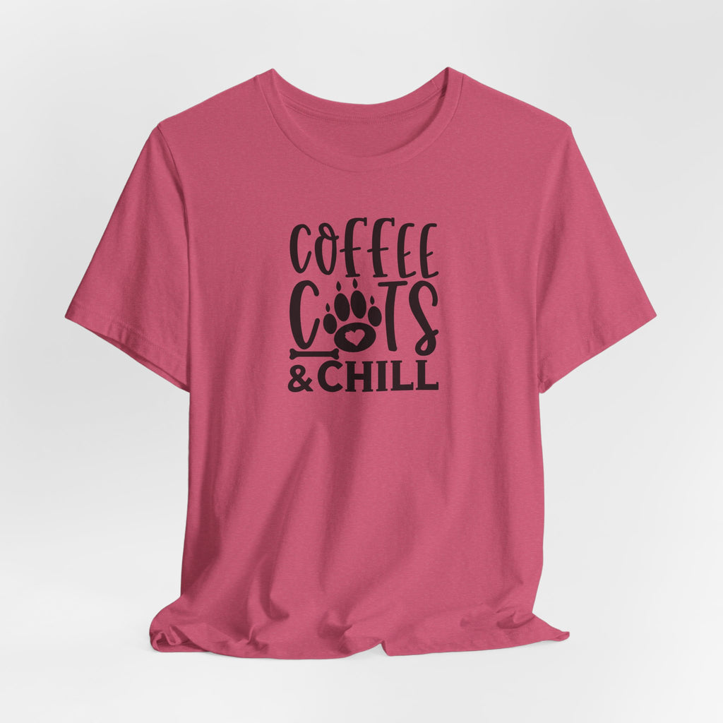 Coffee, Cats & Chill Tee — Cat Lover Coffee T‑Shirt