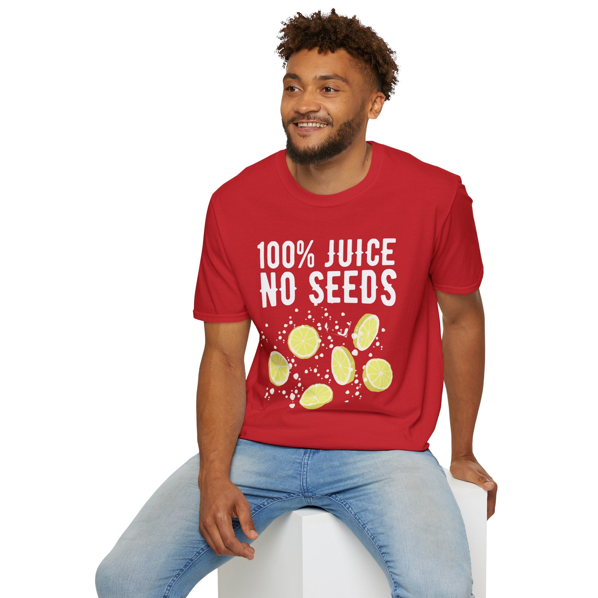 100% Juice No Seeds Lemon T-Shirt — Funny Fruit Graphic Tee