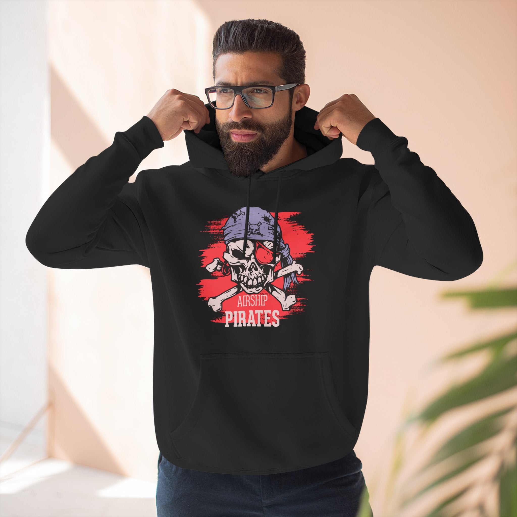 Pirate Skull Hoodie 'Airship Pirates' Graphic Pullover Hoodie
