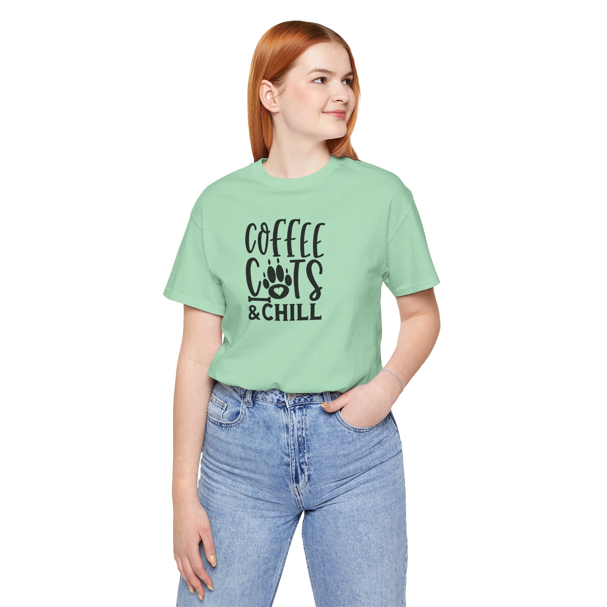 Coffee, Cats & Chill Tee — Cat Lover Coffee T‑Shirt
