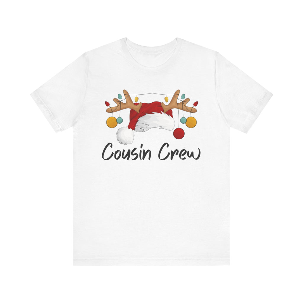 Cousin Crew Christmas Tee - Santa Hat & Reindeer Antlers Holiday Shirt