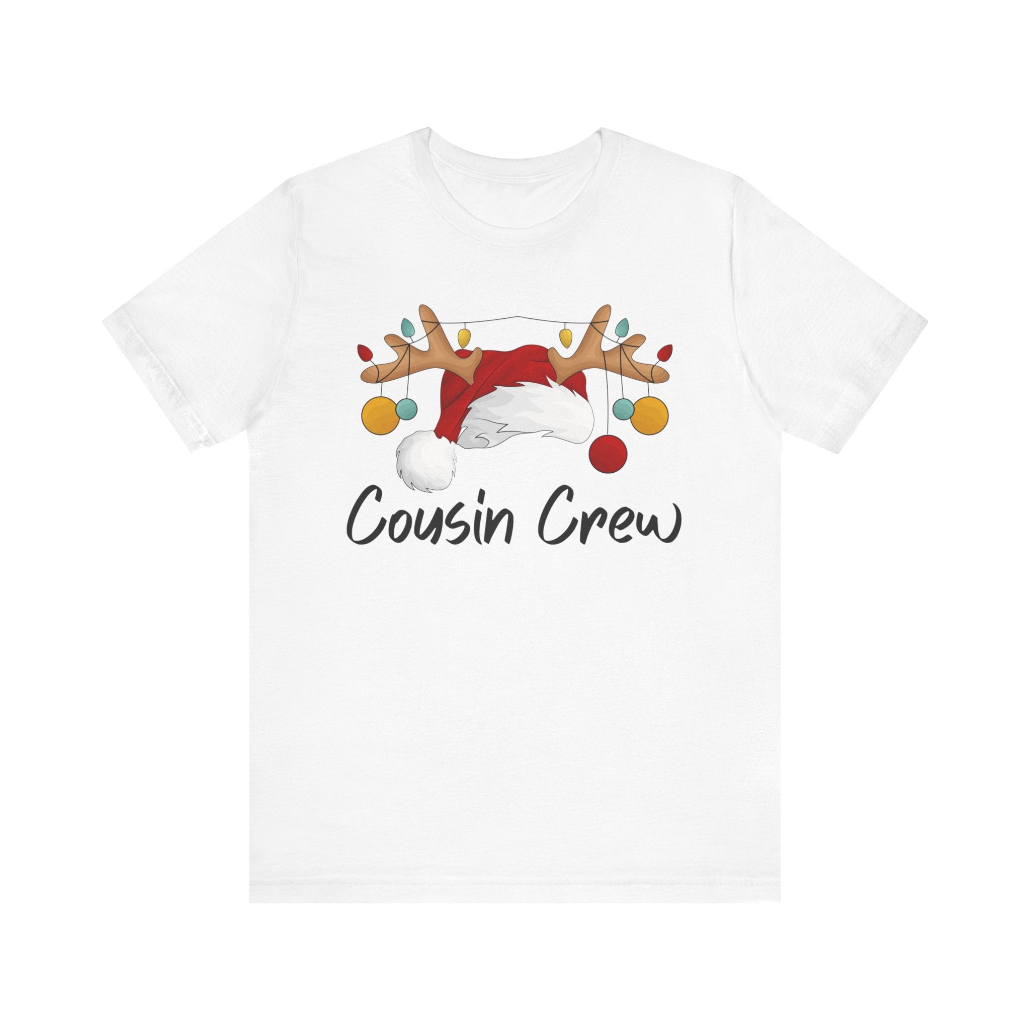 Cousin Crew Christmas Tee - Santa Hat & Reindeer Antlers Holiday Shirt