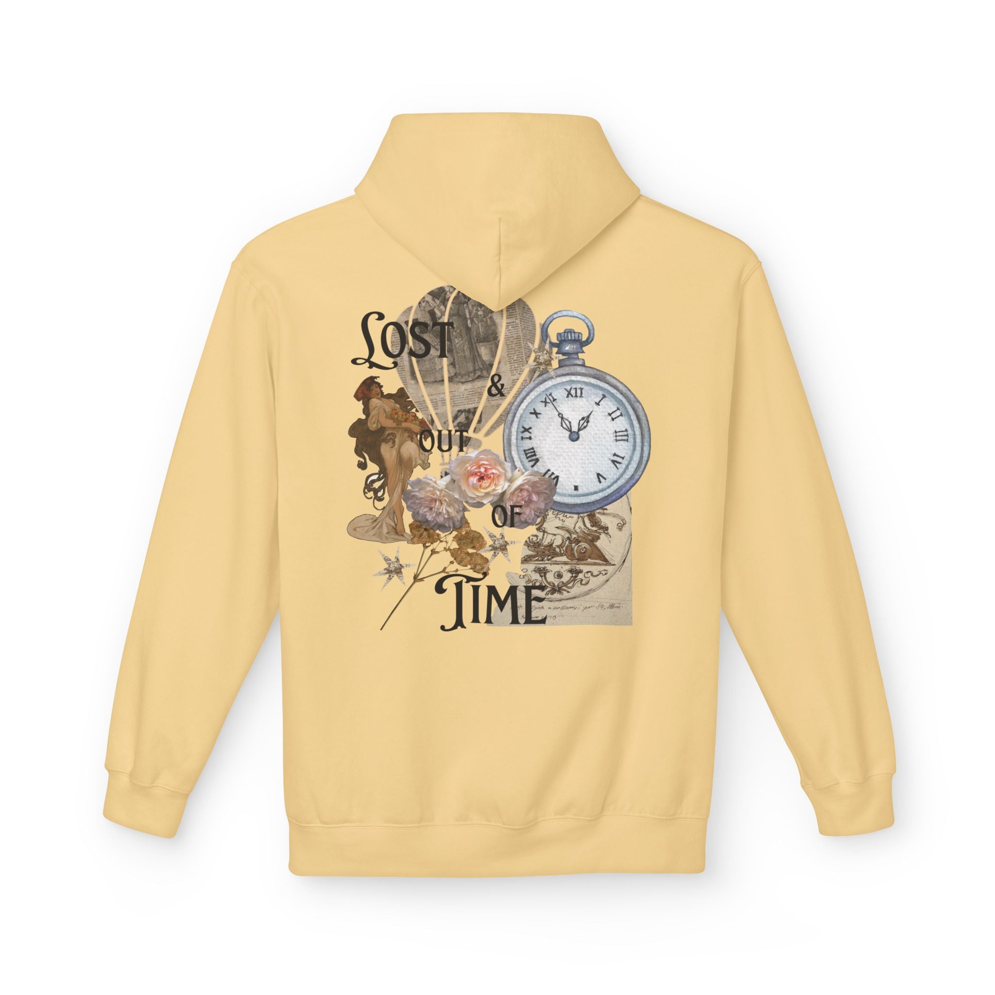Lost Track of Time Hoodie  Vintage Pocket Watch & Hot Air Balloon